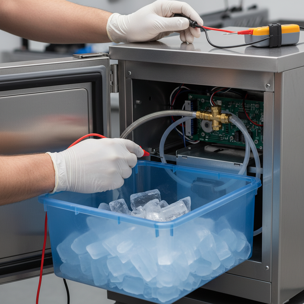 Technician diagnosing a U-Line ice maker